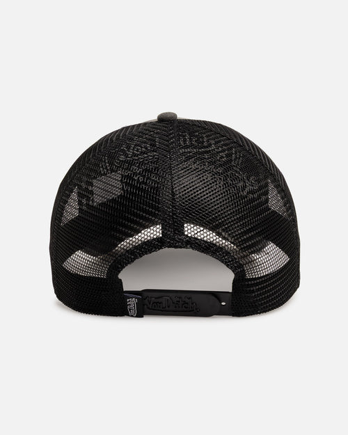 Von Dutch Worn Out Trucker Snapback Hat Washed Black