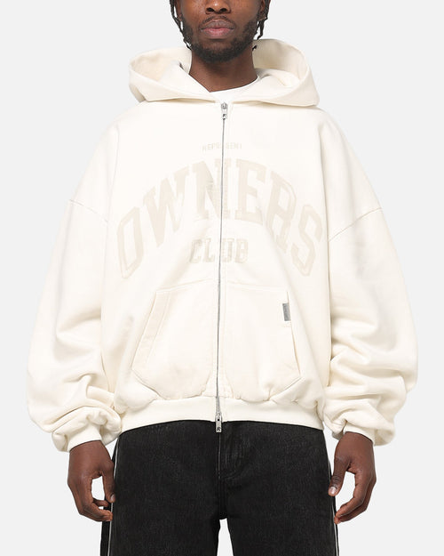 Represent Oweners Zip Through Hoodie Chalk