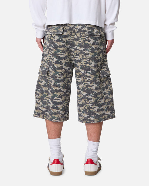 MNML Distressed Ultra Baggy Cargo Shorts Camo