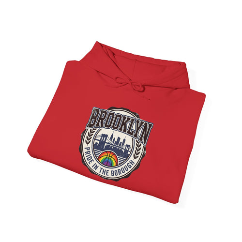 Brooklyn Skyline Hoodie – Retro Rainbow 'Born in the Borough' Pullover