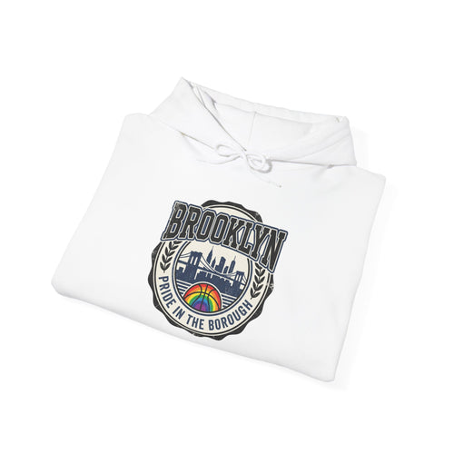 Brooklyn Skyline Hoodie – Retro Rainbow 'Born in the Borough' Pullover