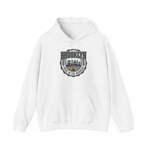Brooklyn Skyline Hoodie – Retro Rainbow 'Born in the Borough' Pullover