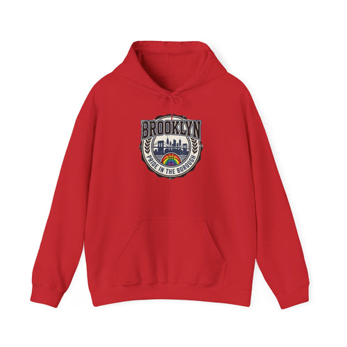 Brooklyn Skyline Hoodie – Retro Rainbow 'Born in the Borough' Pullover
