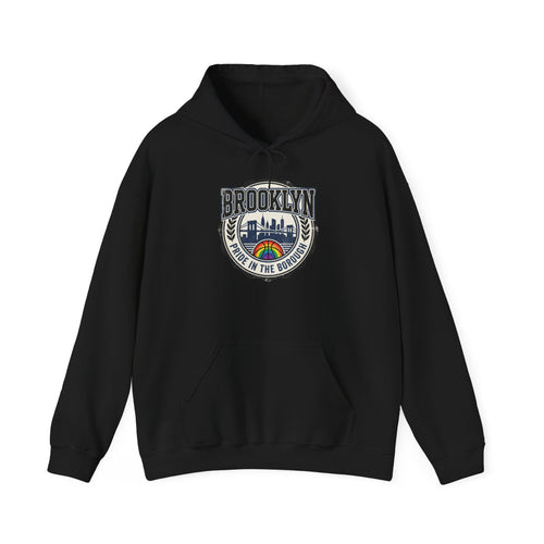 Brooklyn Skyline Hoodie – Retro Rainbow 'Born in the Borough' Pullover