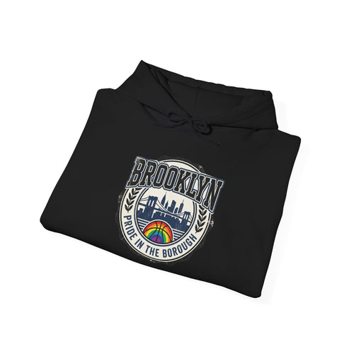Brooklyn Skyline Hoodie – Retro Rainbow 'Born in the Borough' Pullover